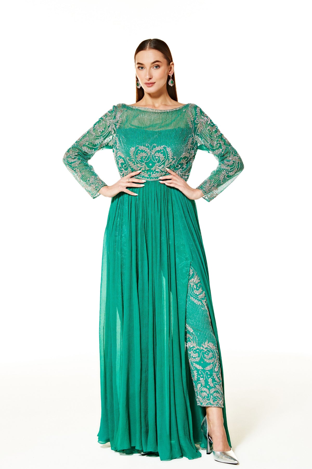 Adah Aqua Green Gown With Pant