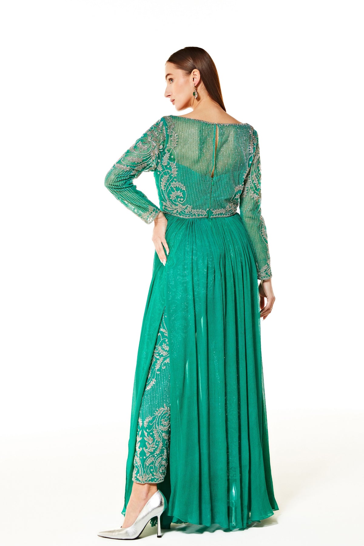 Adah Aqua Green Gown With Pant