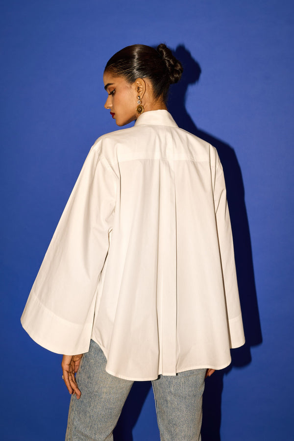 Esha Arora - White Embroidered Shirt - Elahe