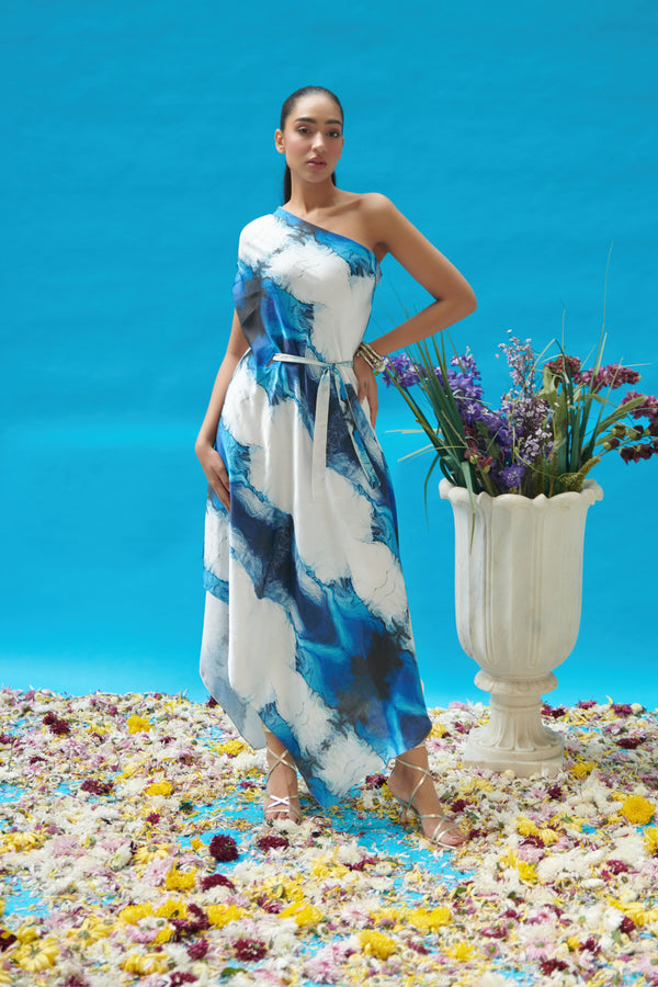 Cin Cin - Blue Wave One Shoulder Long Dress