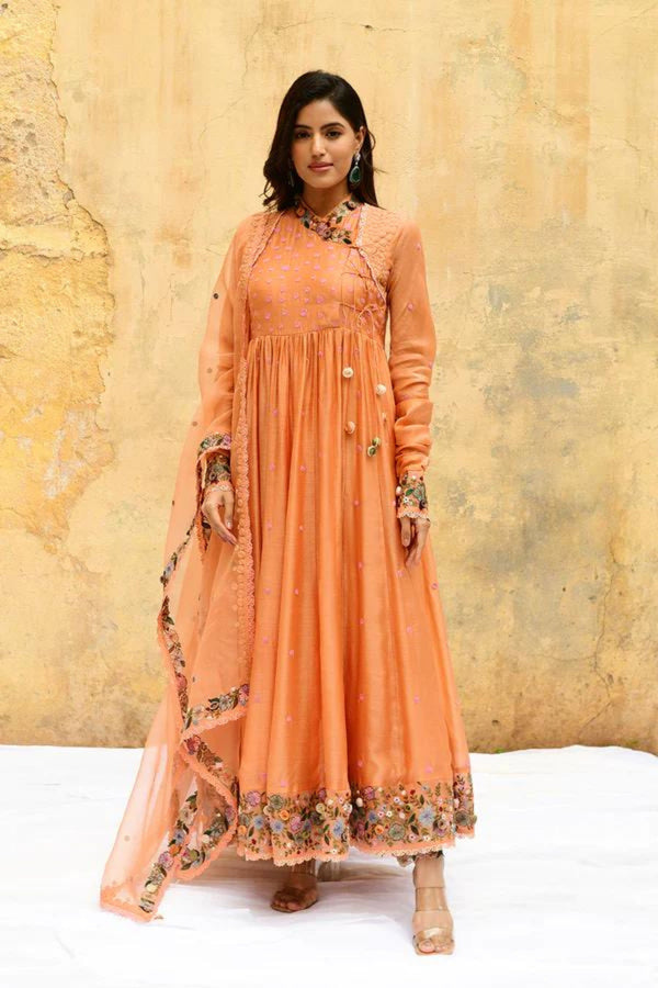 Niti Bothra Peach Orchid Poshak Anarkali Set Elahe - Main Image