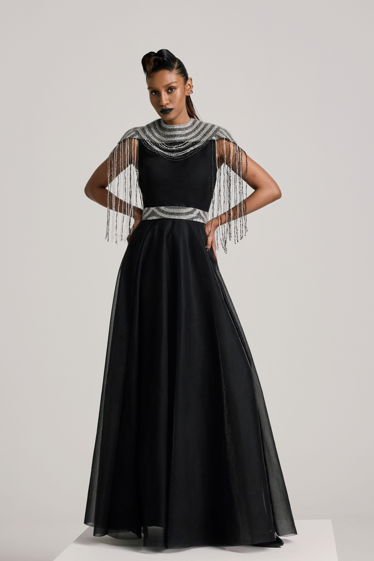 Sequin Tassel Cape Dress