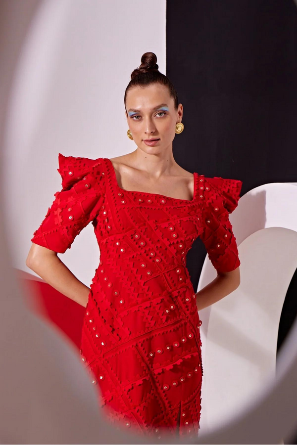 Vidhi Wadhwani - Ola Criss Cross Applique Shift Dress