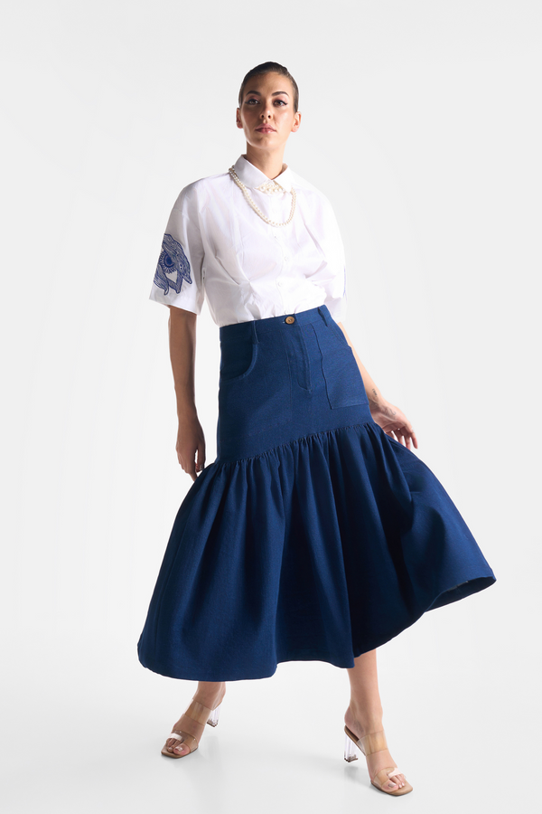 Eka Stories - Denim Gather Skirt - Elahe