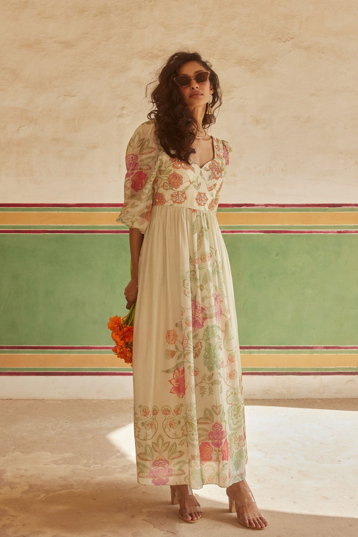 Floral Printed Corset Maxi Dress