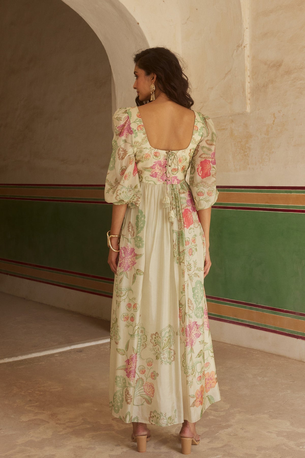 Floral Printed Corset Maxi Dress