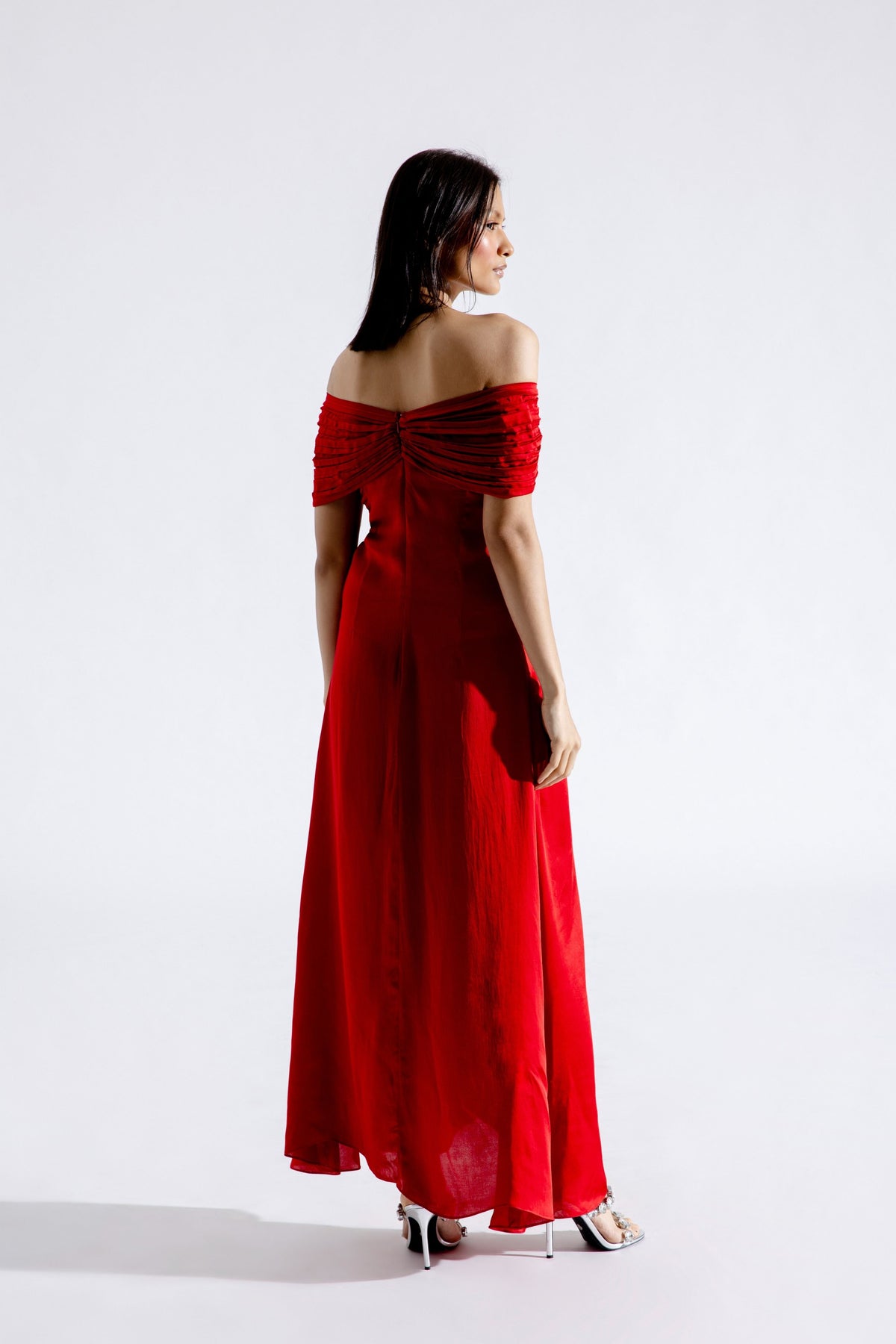 Cherry Bow- Off  Shoulder Dress