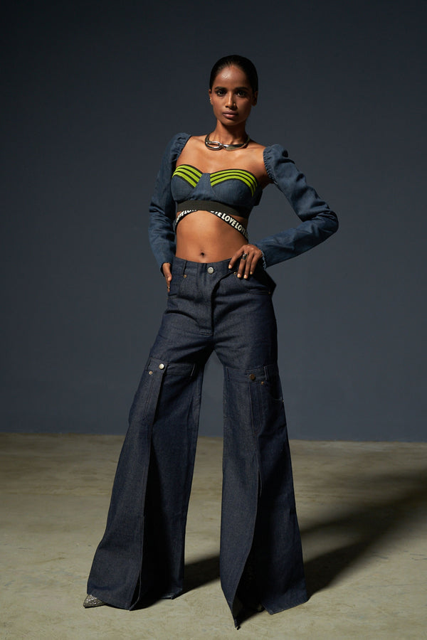 Priyanca Khanna - Mid Waist Slit Denim Pants - Elahe