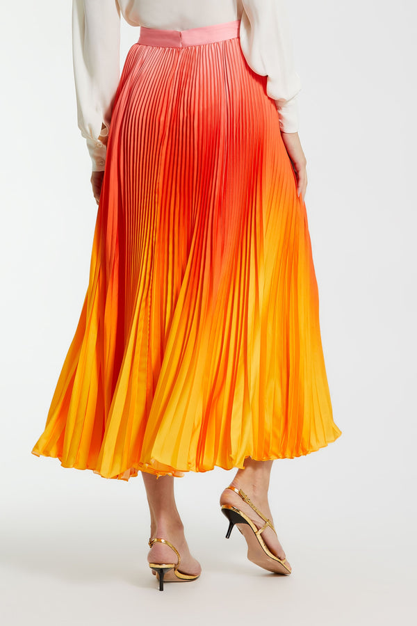 Mac Duggal - Pleated Charmeuse Ombre Maxi Skirt
