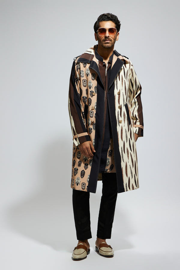 SVA By Sonam and Paras Modi Menswear - Mask and Feather Trench Coat