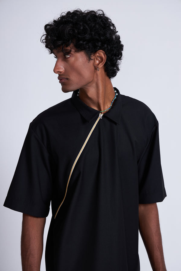 Advait - Kuro Cross Zip Shirt - Elahe