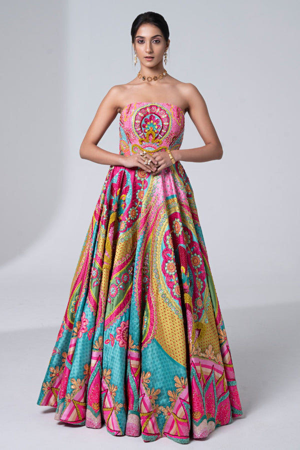 Siddhartha Bansal Mastani Pink Embroidered Gown Elahe