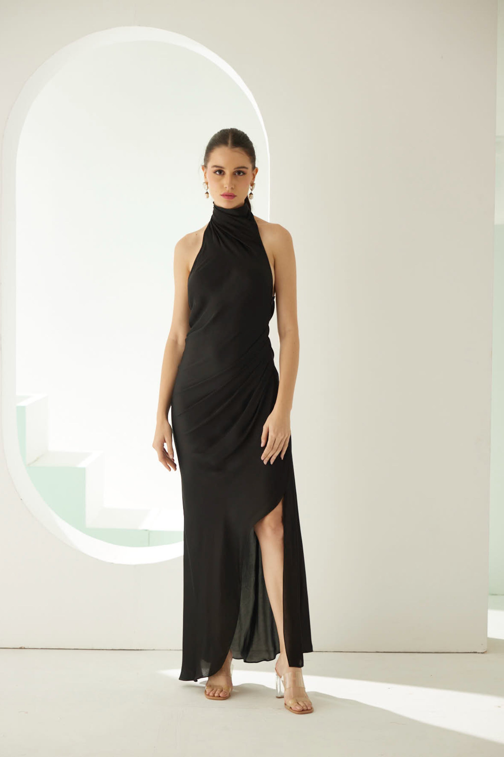 Wear Jaja Black Halter Maxi Dress Elahe