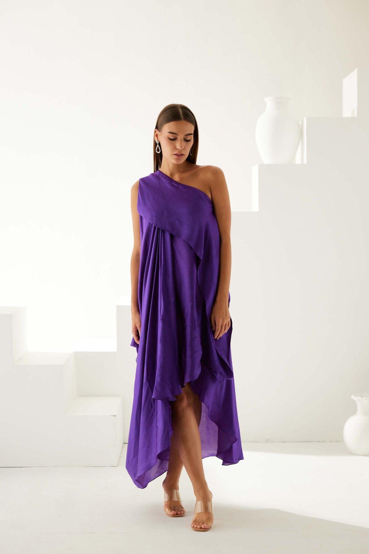 Voilet Asymmetrical Maxi Dress