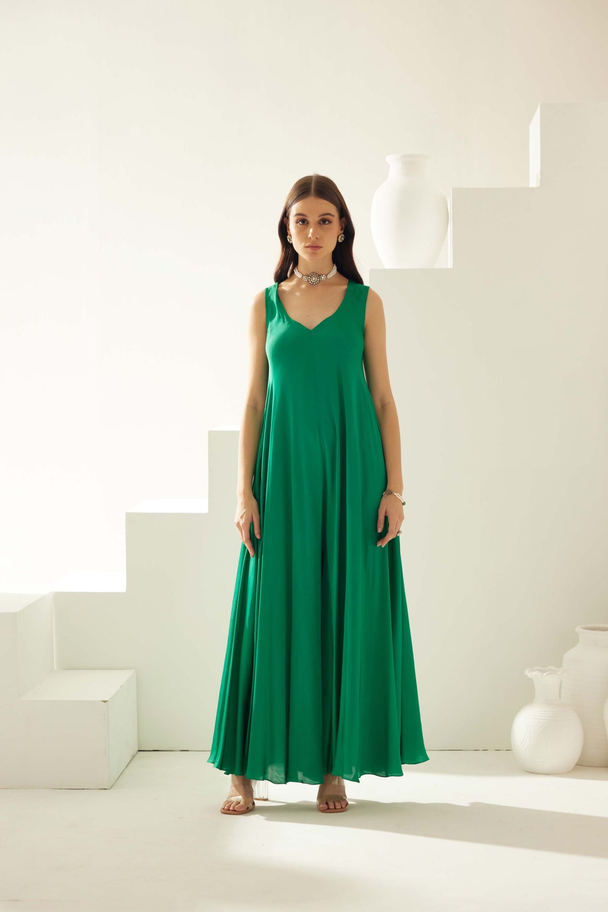 Green Sleeveless Jumpsuit