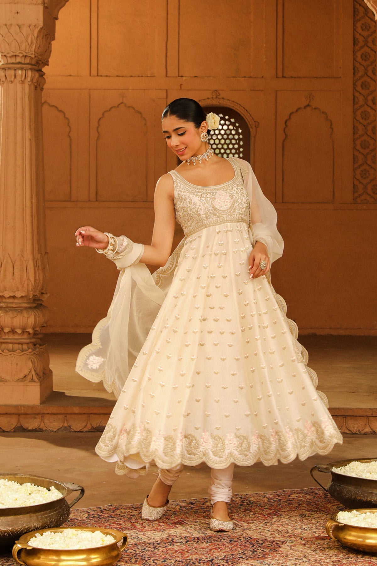 Daisy Ivory Wafiya Anarkali Set