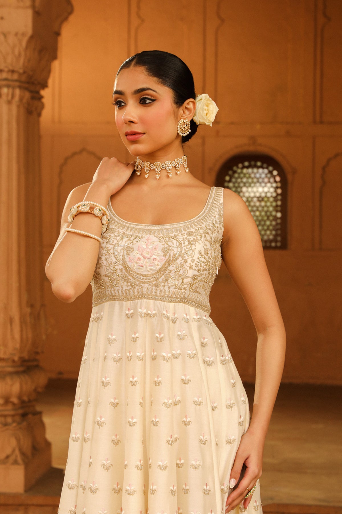 Daisy Ivory Wafiya Anarkali Set