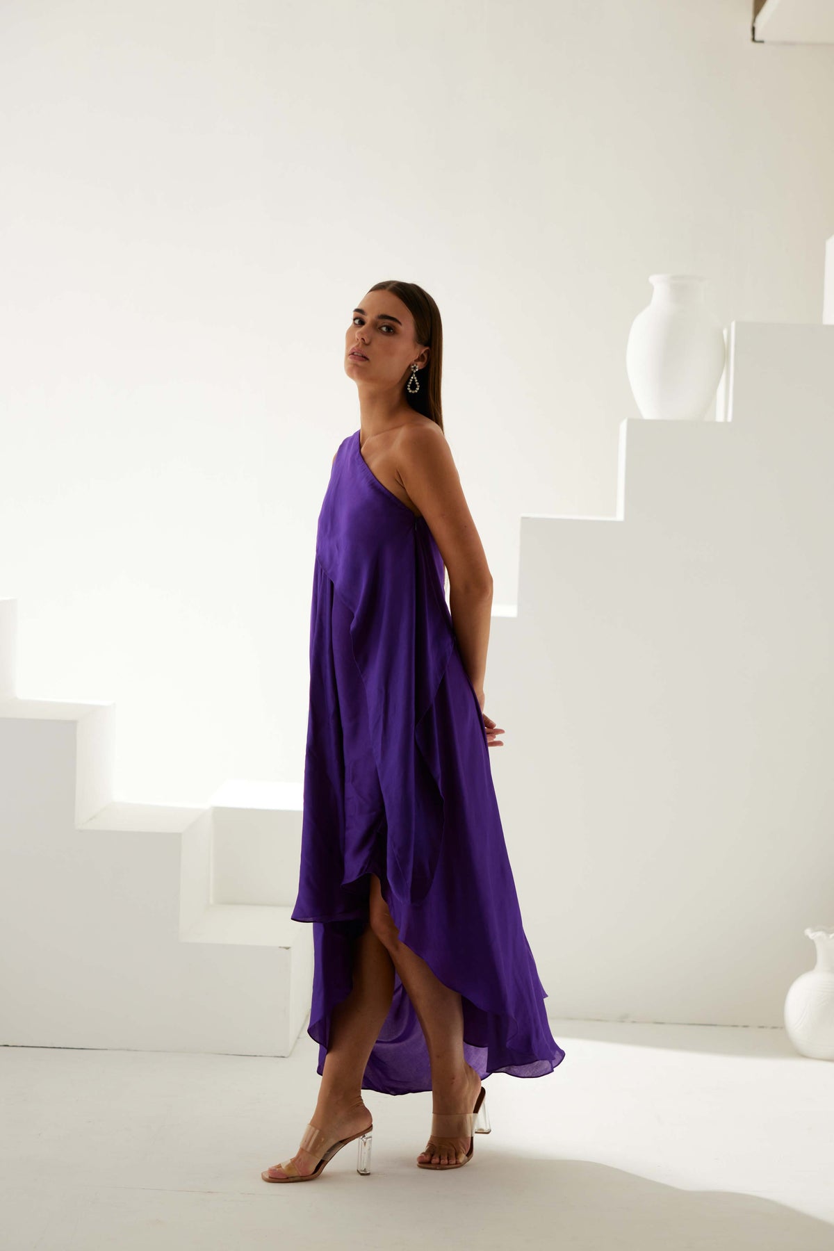 Voilet Asymmetrical Maxi Dress