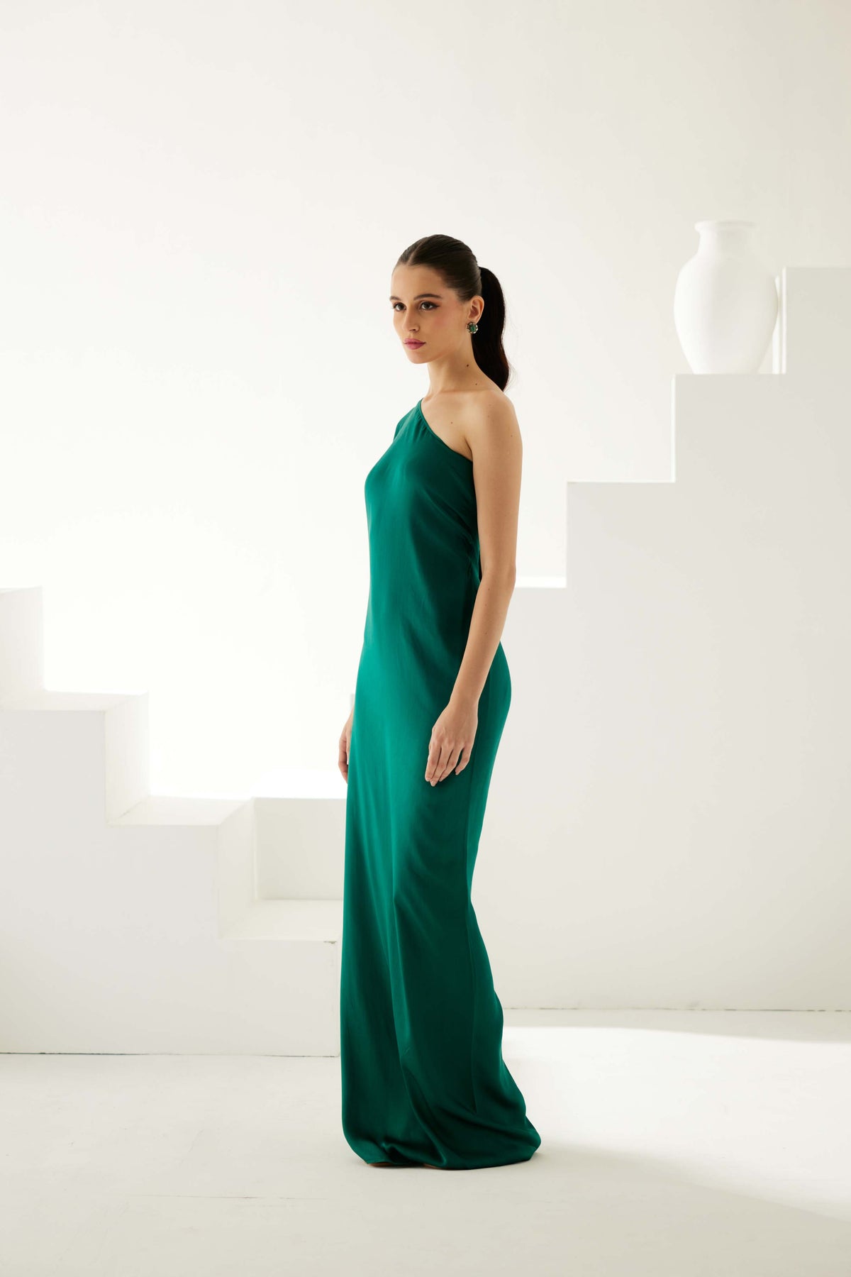 Green One Shoulder Maxi Dress