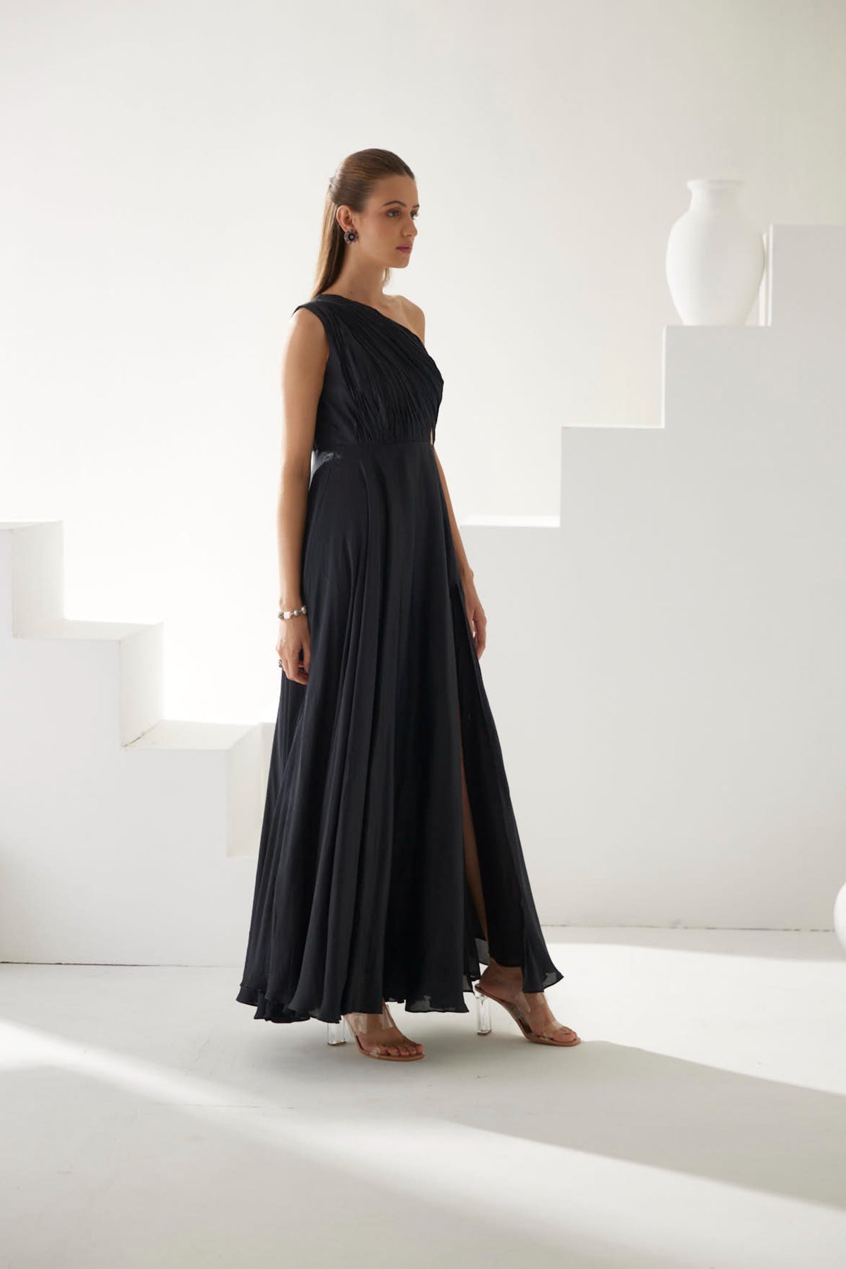 Black One Shoulder Maxi Dress