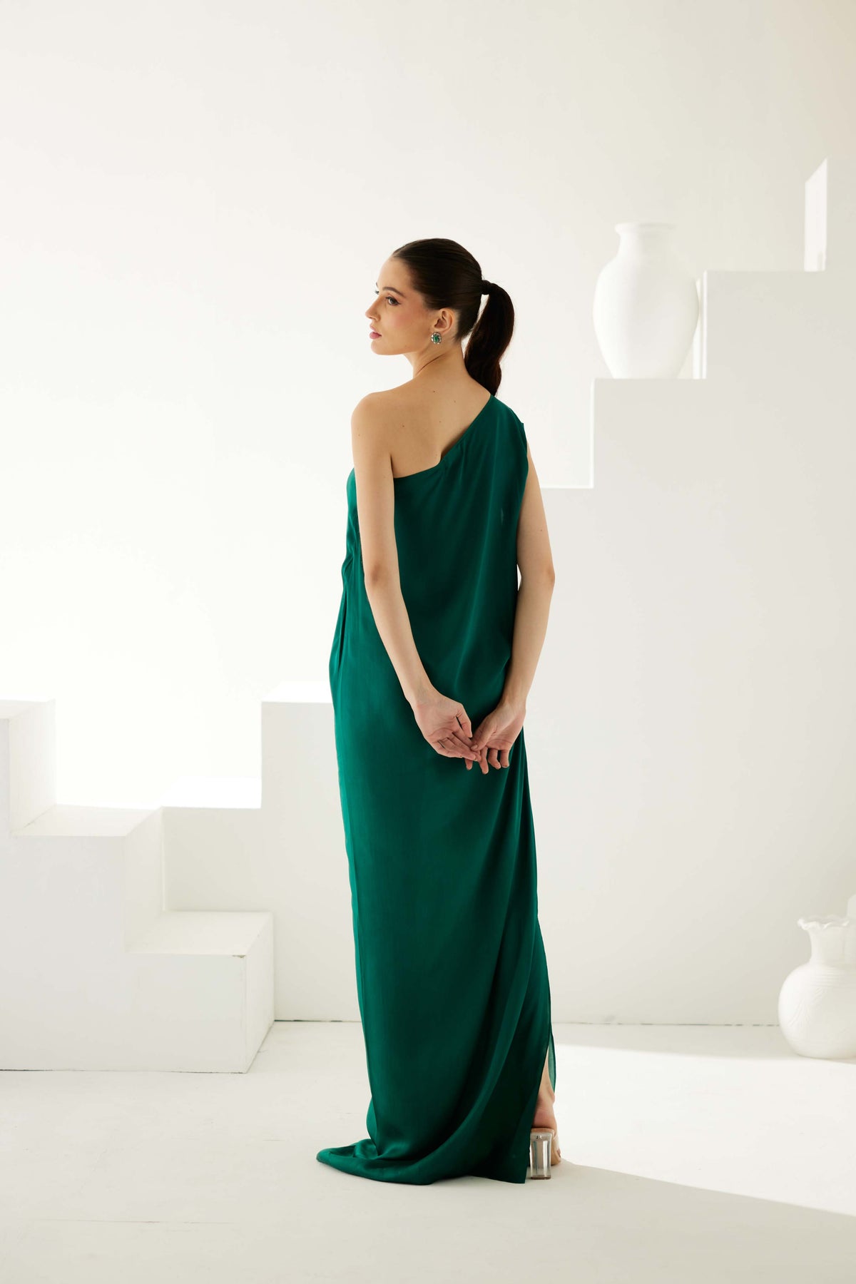 Green One Shoulder Maxi Dress