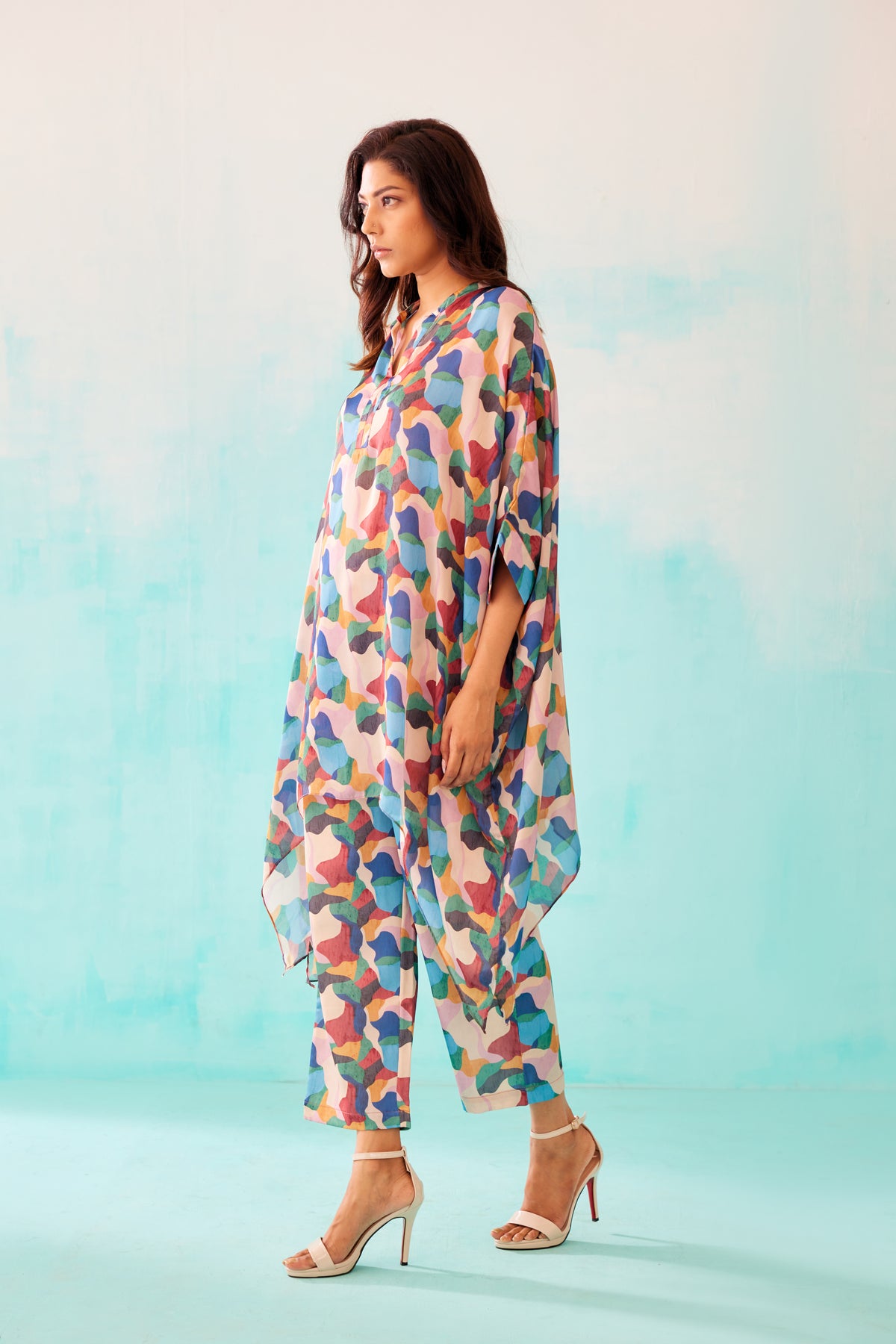 Abstract Printed Short Kaftan