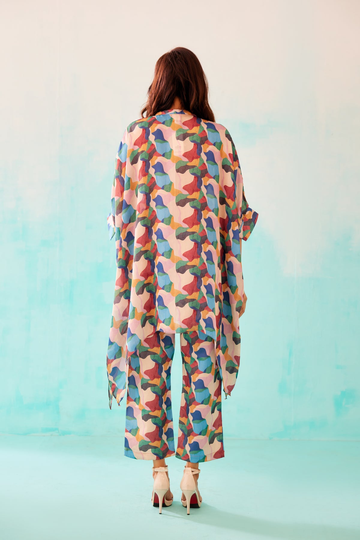 Abstract Printed Short Kaftan