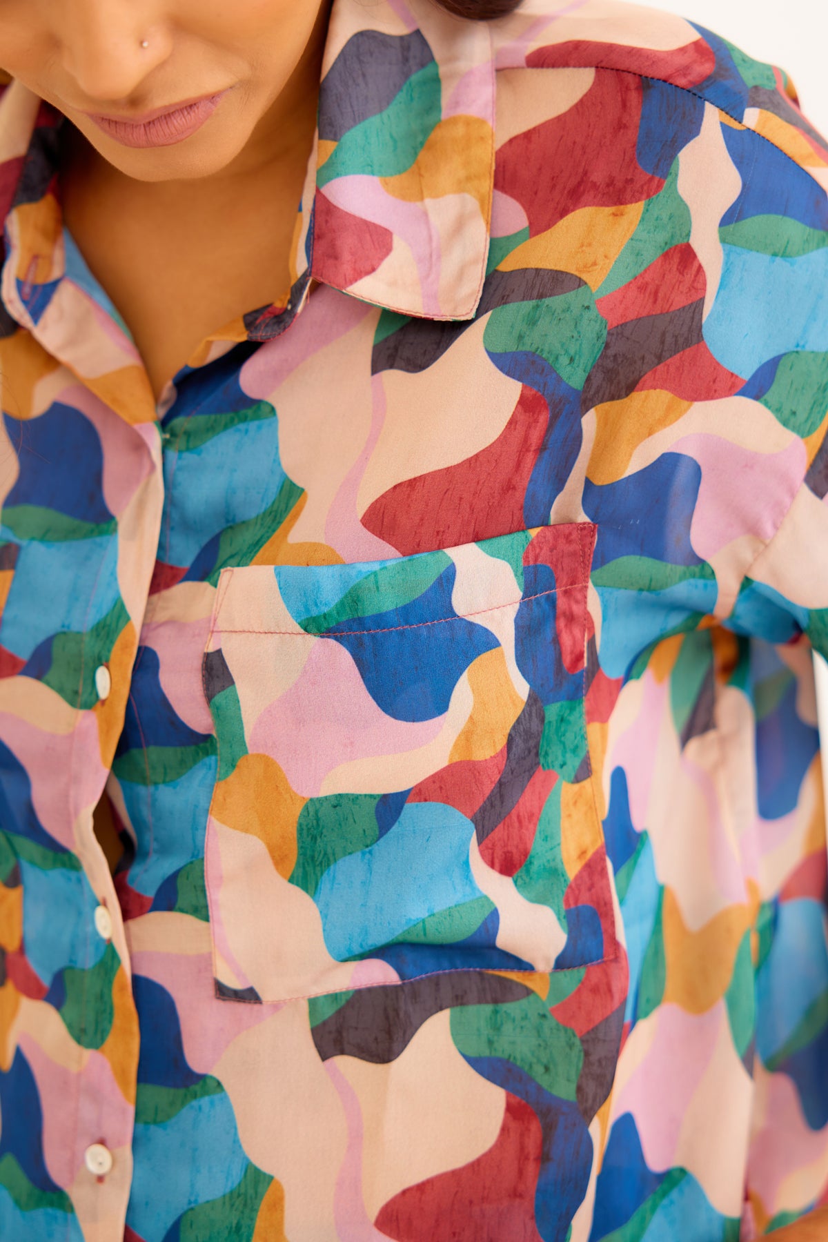 Abstract Printed Pocket Shirt