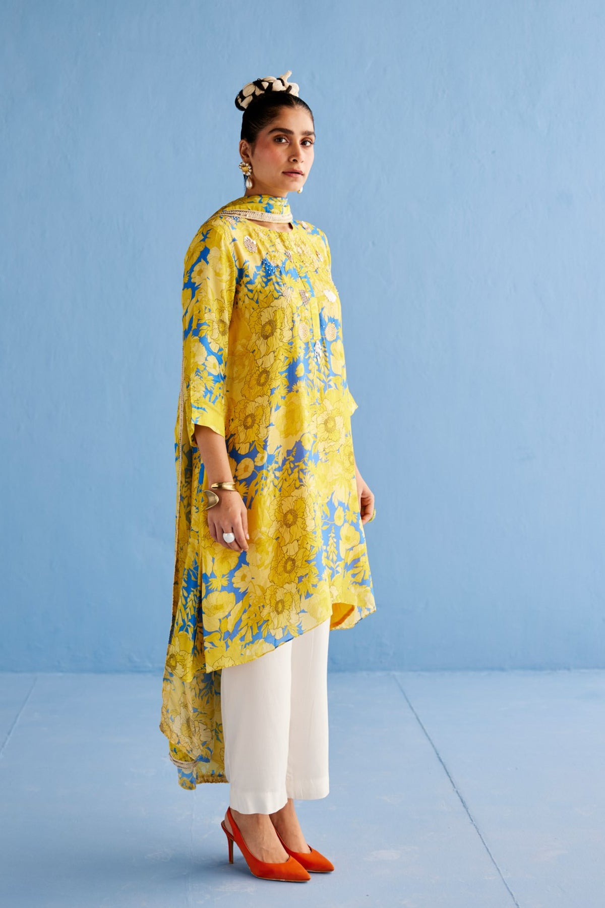 Yellow A Line Kurta Set