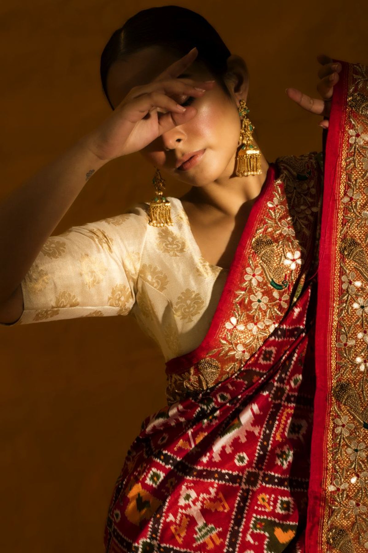 The Akriti Kakkar Red Pochampalli Ikkat Saree