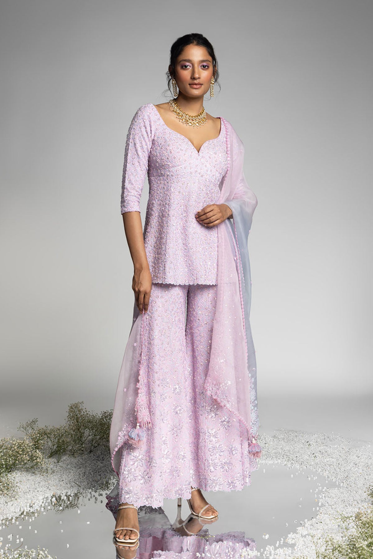 Lilac Georgette Sharara Set