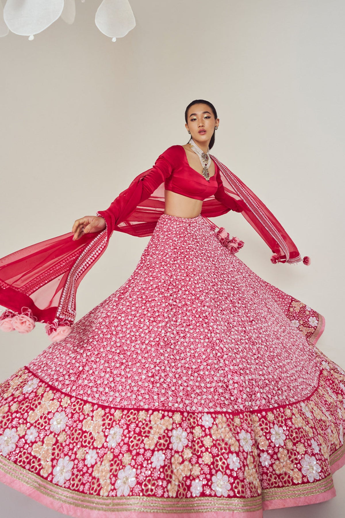 Ruby Red Lehenga Set