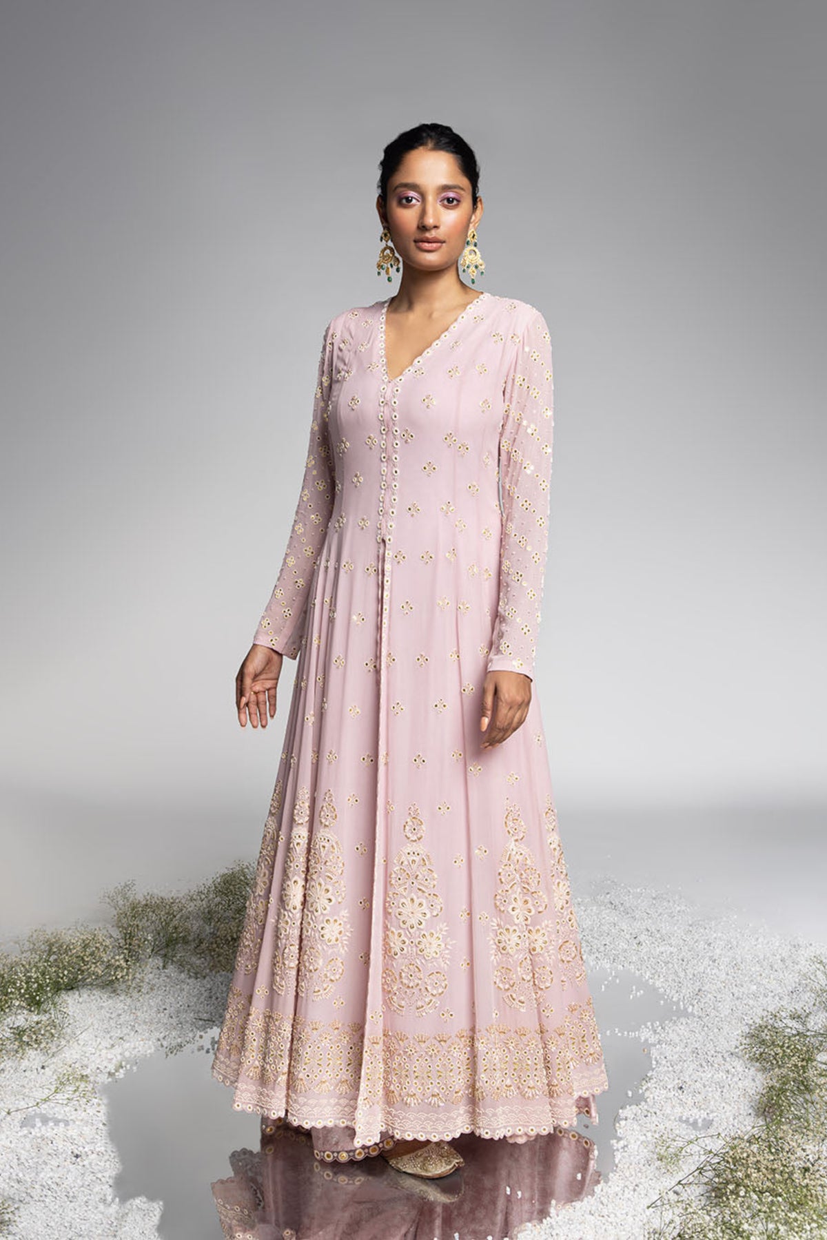 Mauve Georgette Anarkali Set