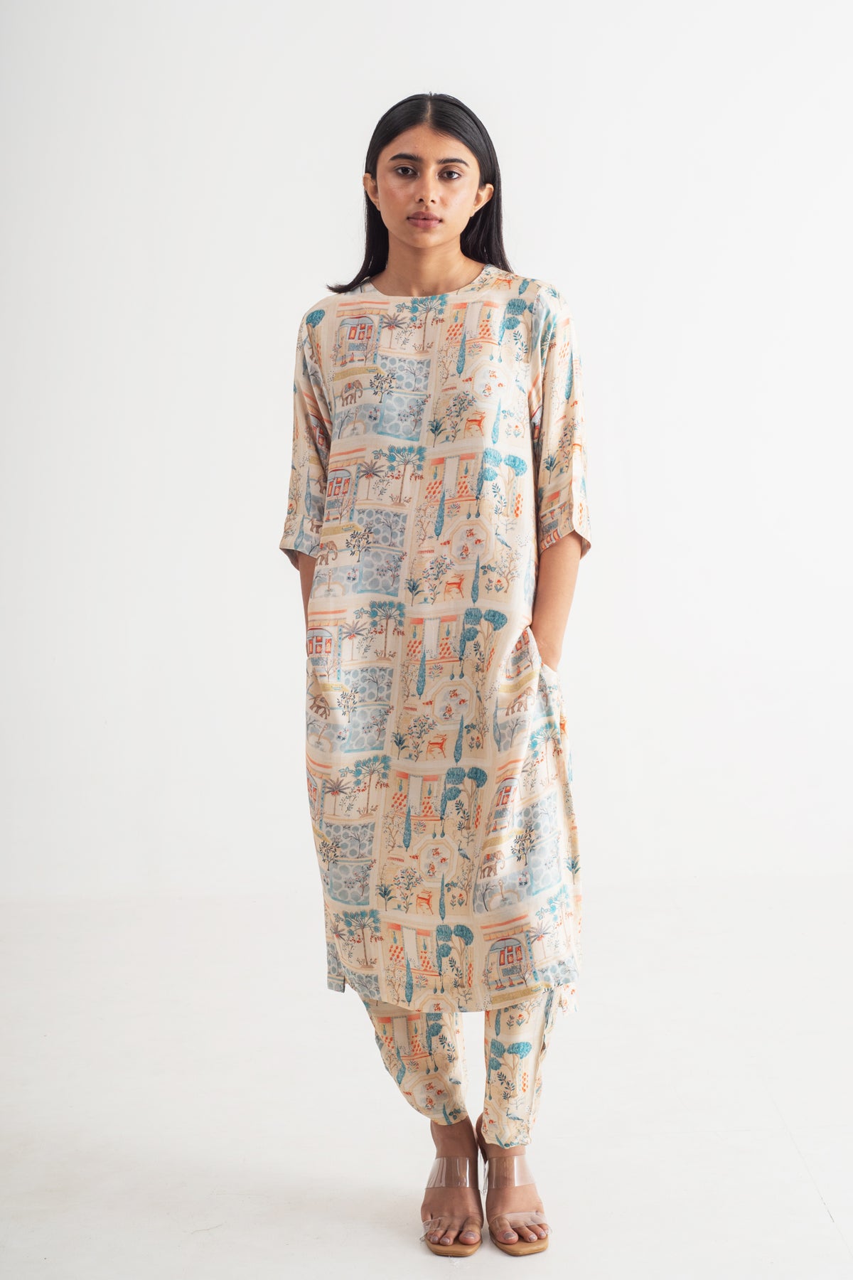Multicolour Imperial Print Kurta Set