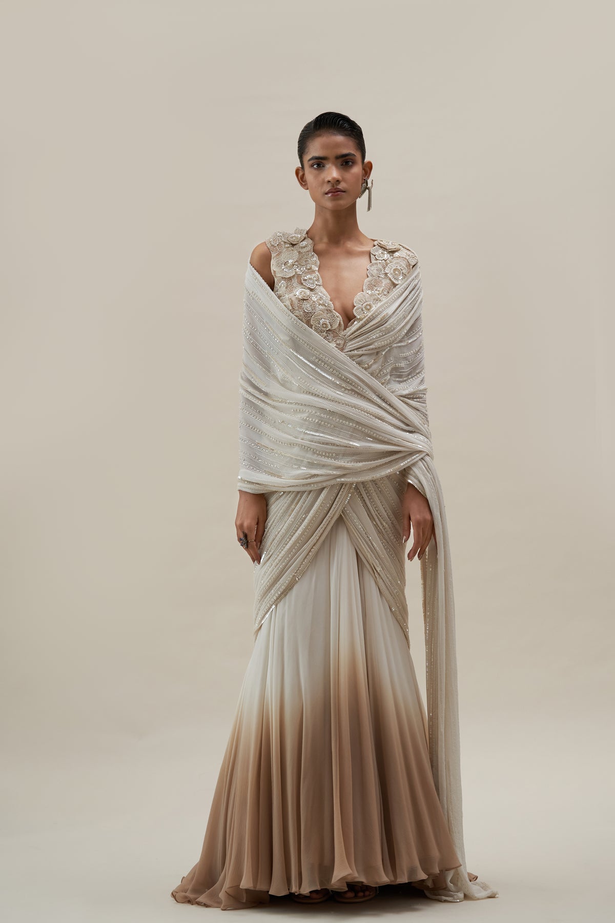 Poppy Bloom Saree Gown