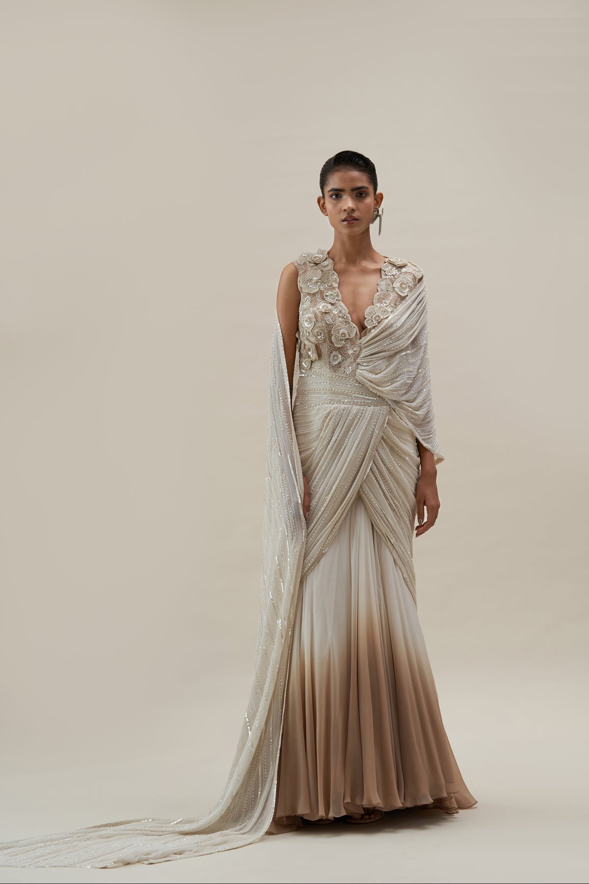 Poppy Bloom Saree Gown