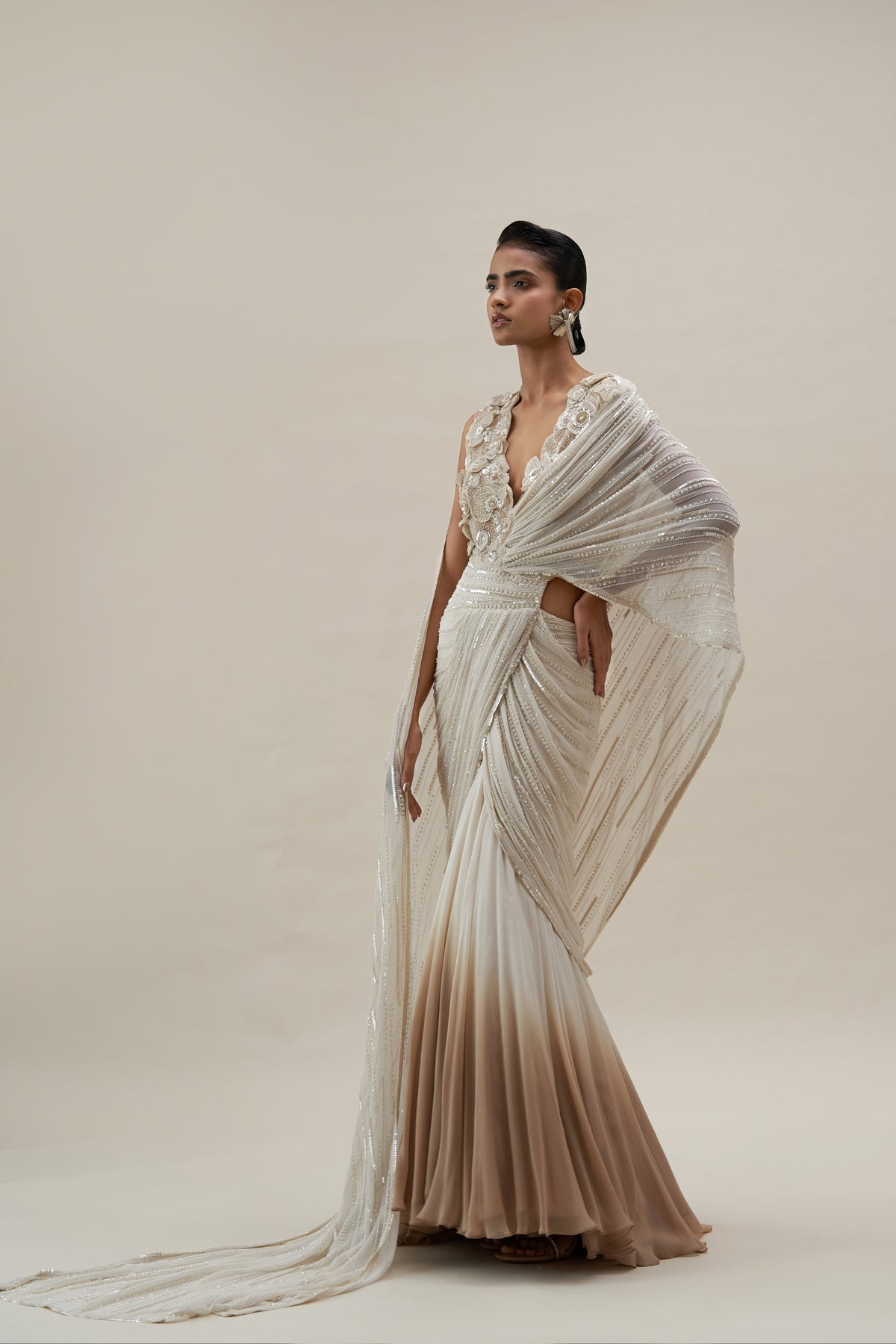 Poppy Bloom Saree Gown