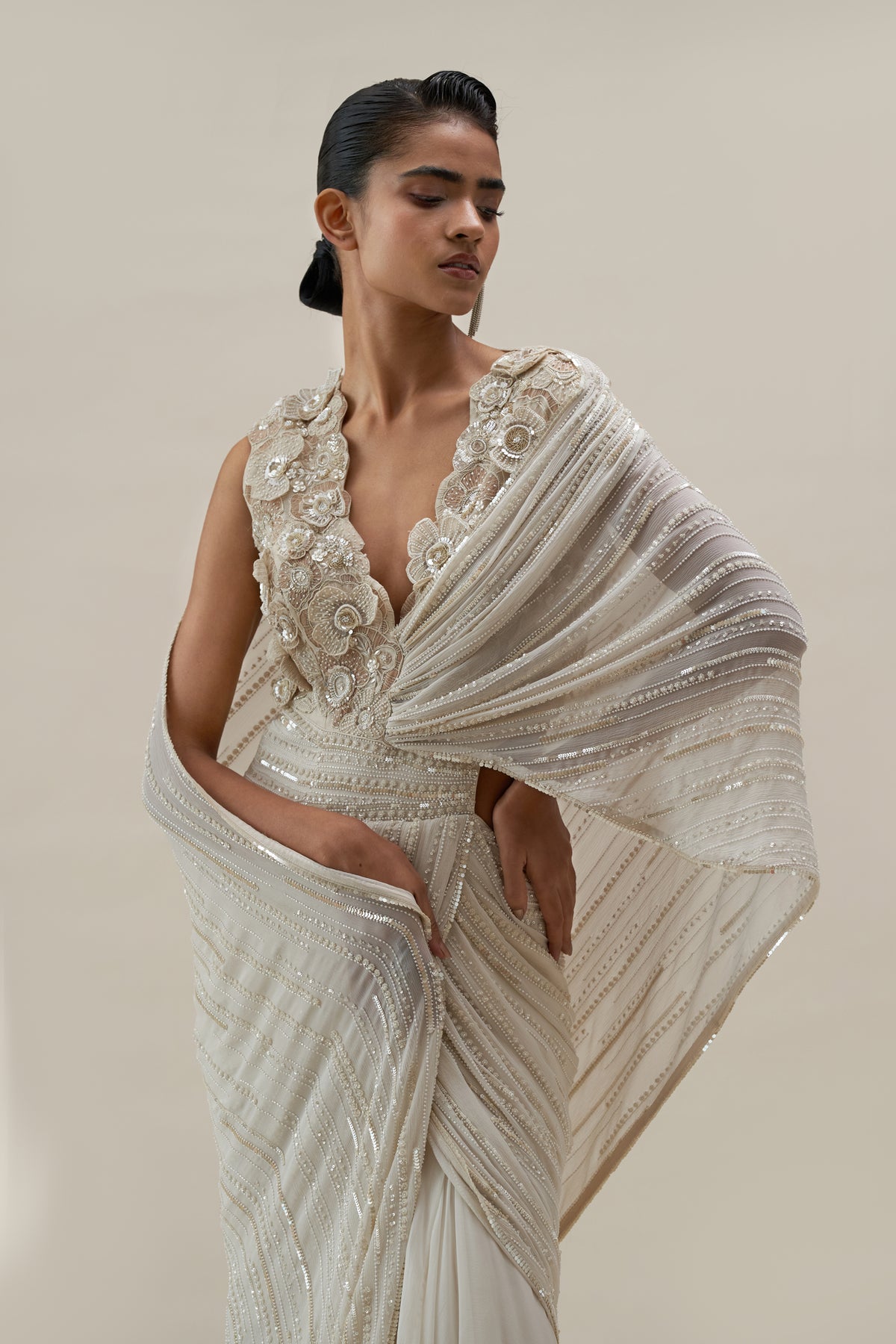 Poppy Bloom Saree Gown