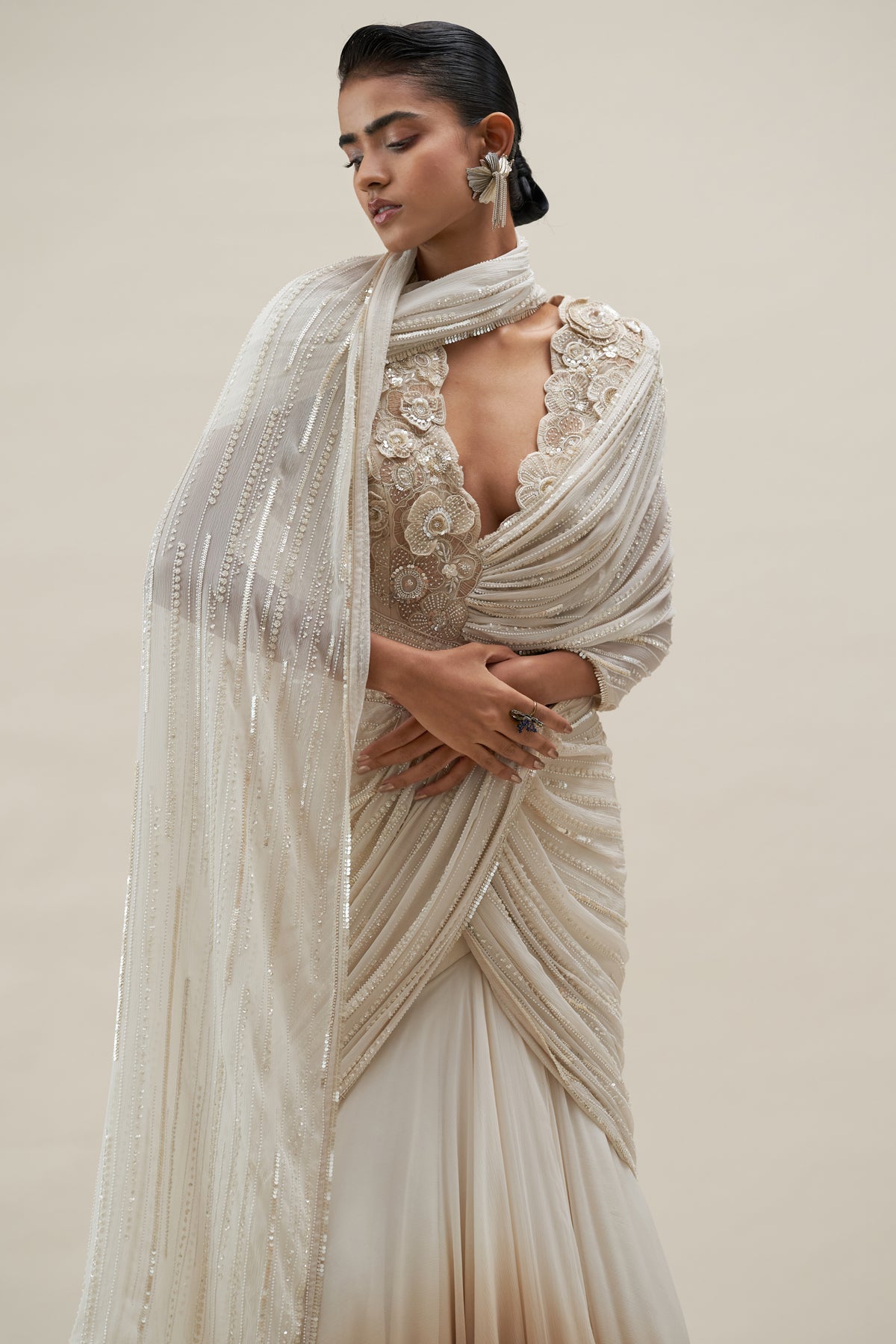 Poppy Bloom Saree Gown