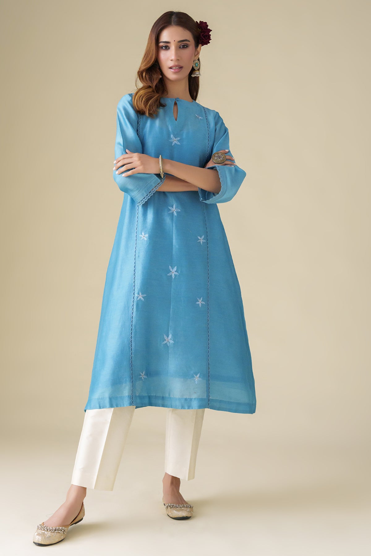 Blue Floral Ujjwala Kurta Set