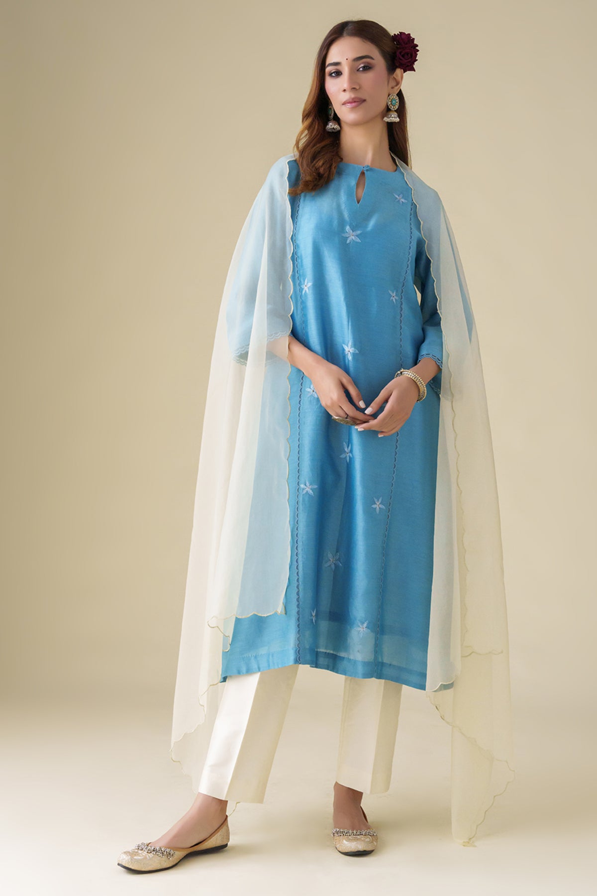 Blue Floral Ujjwala Kurta Set