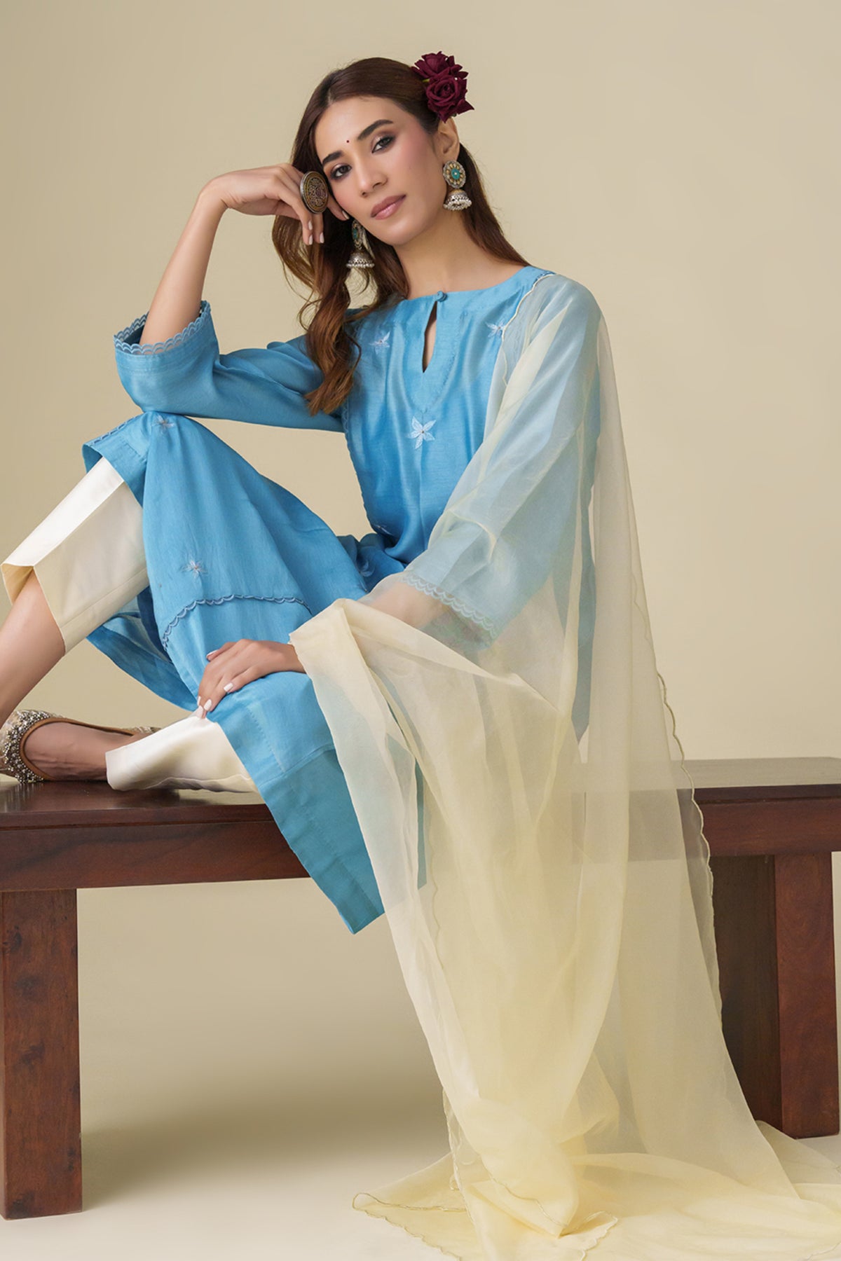 Blue Floral Ujjwala Kurta Set