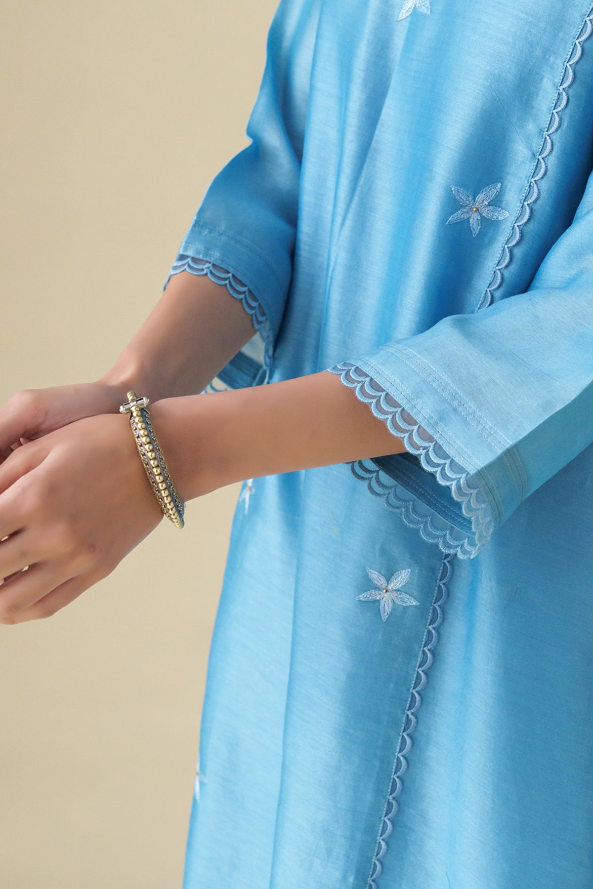 Blue Floral Embroidery Ujjwala Kurta