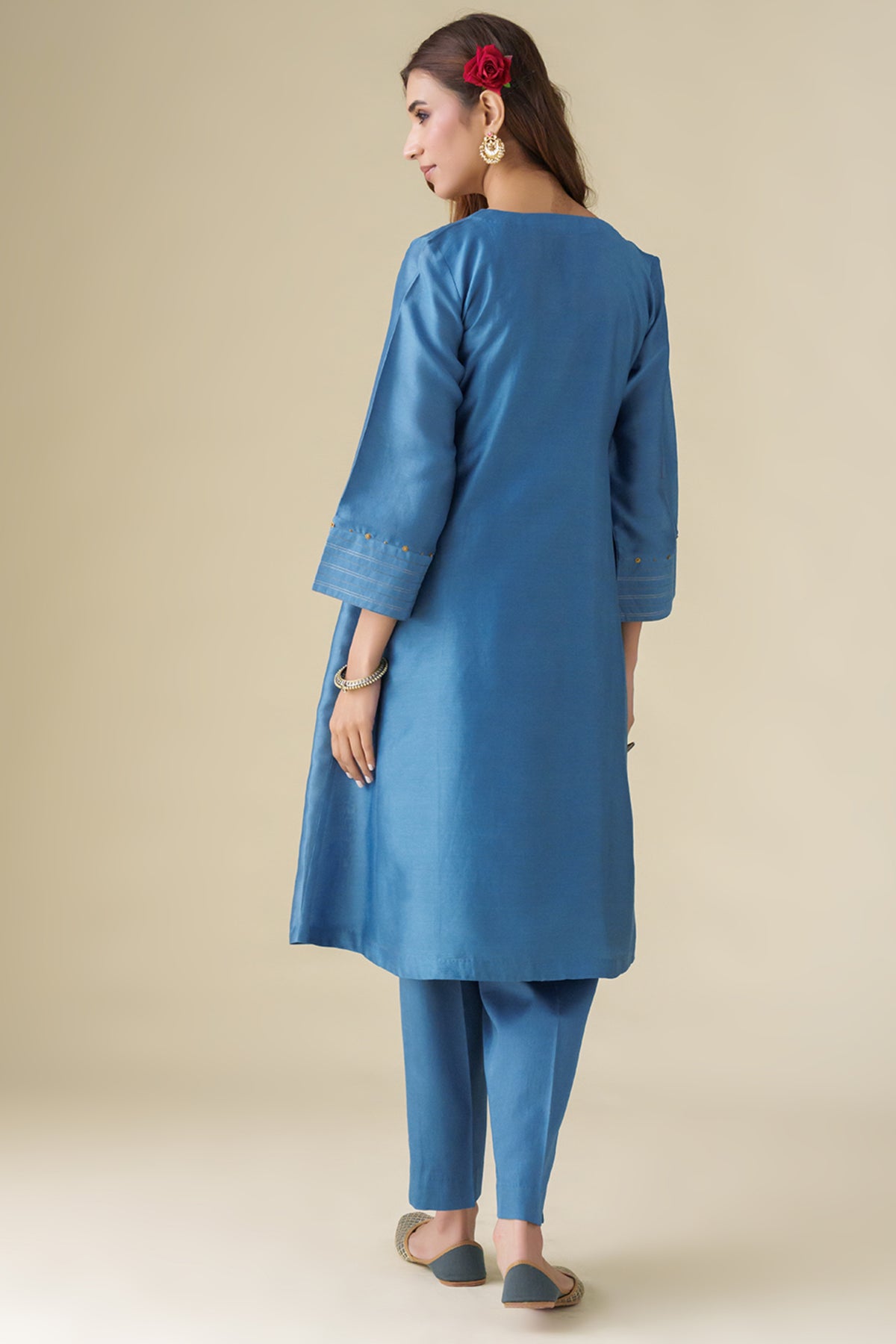 Blue Embellished Vaayu Kurta Set