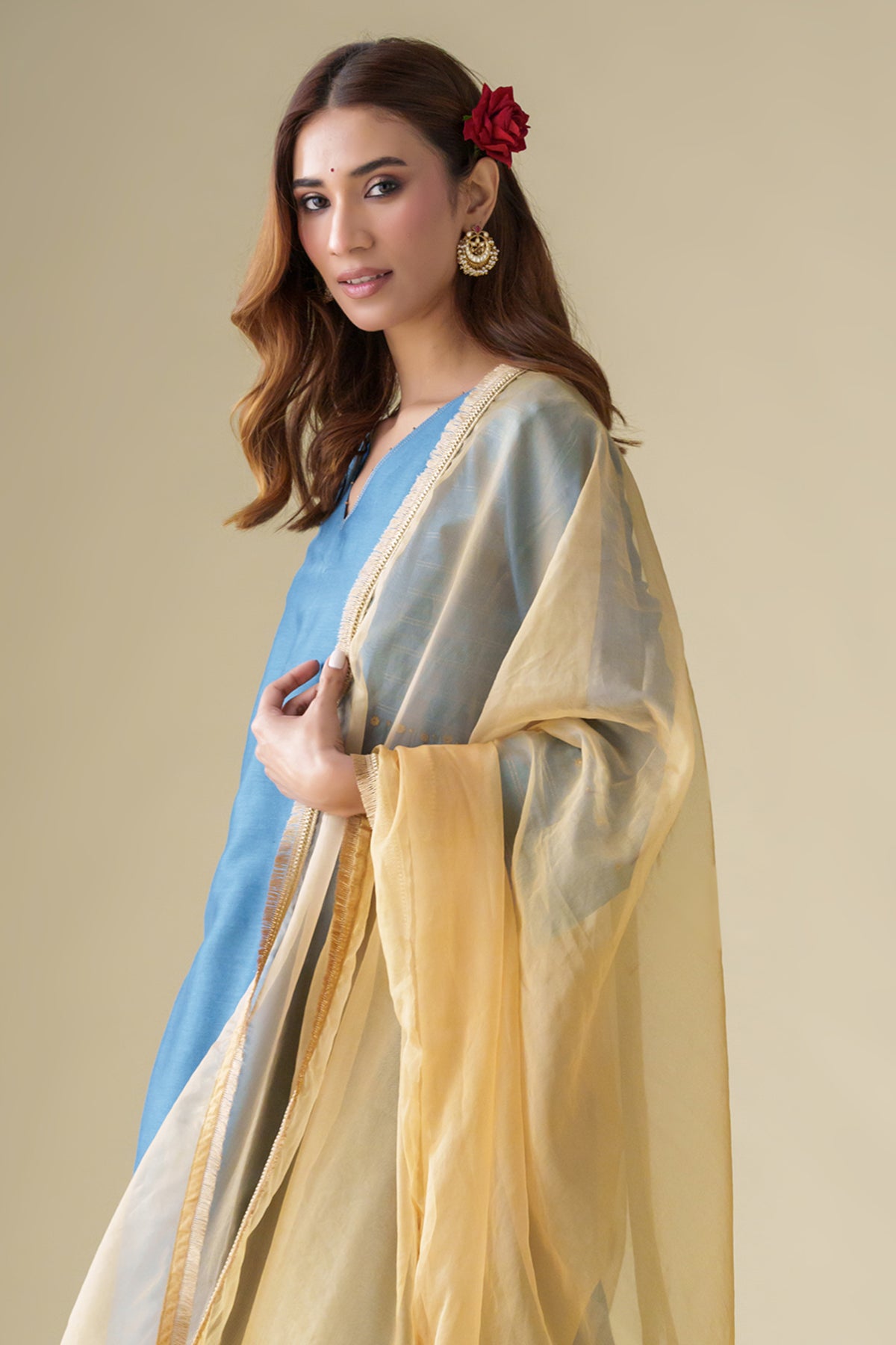 Blue Embellished Vaayu Kurta Set