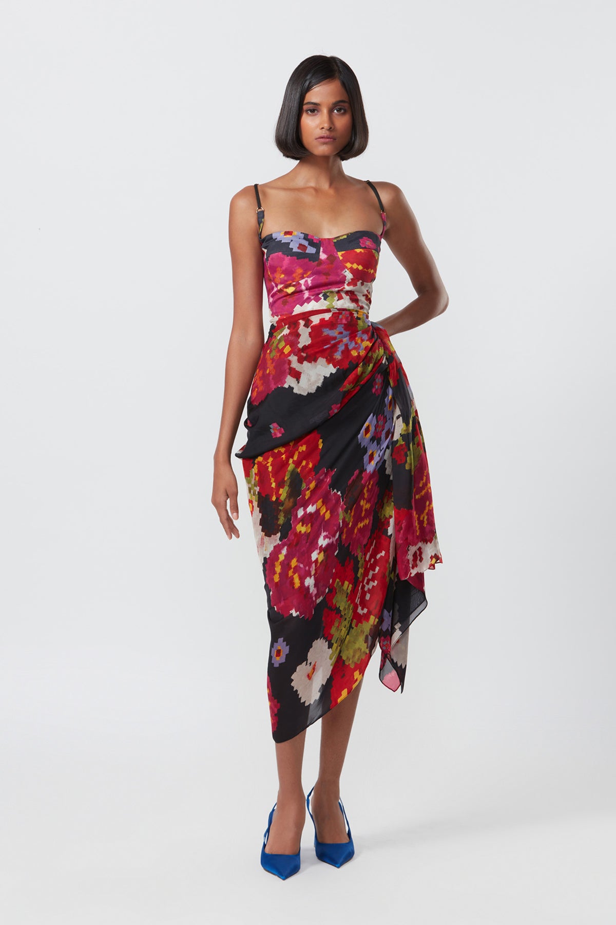 Side Draped Midi Dress