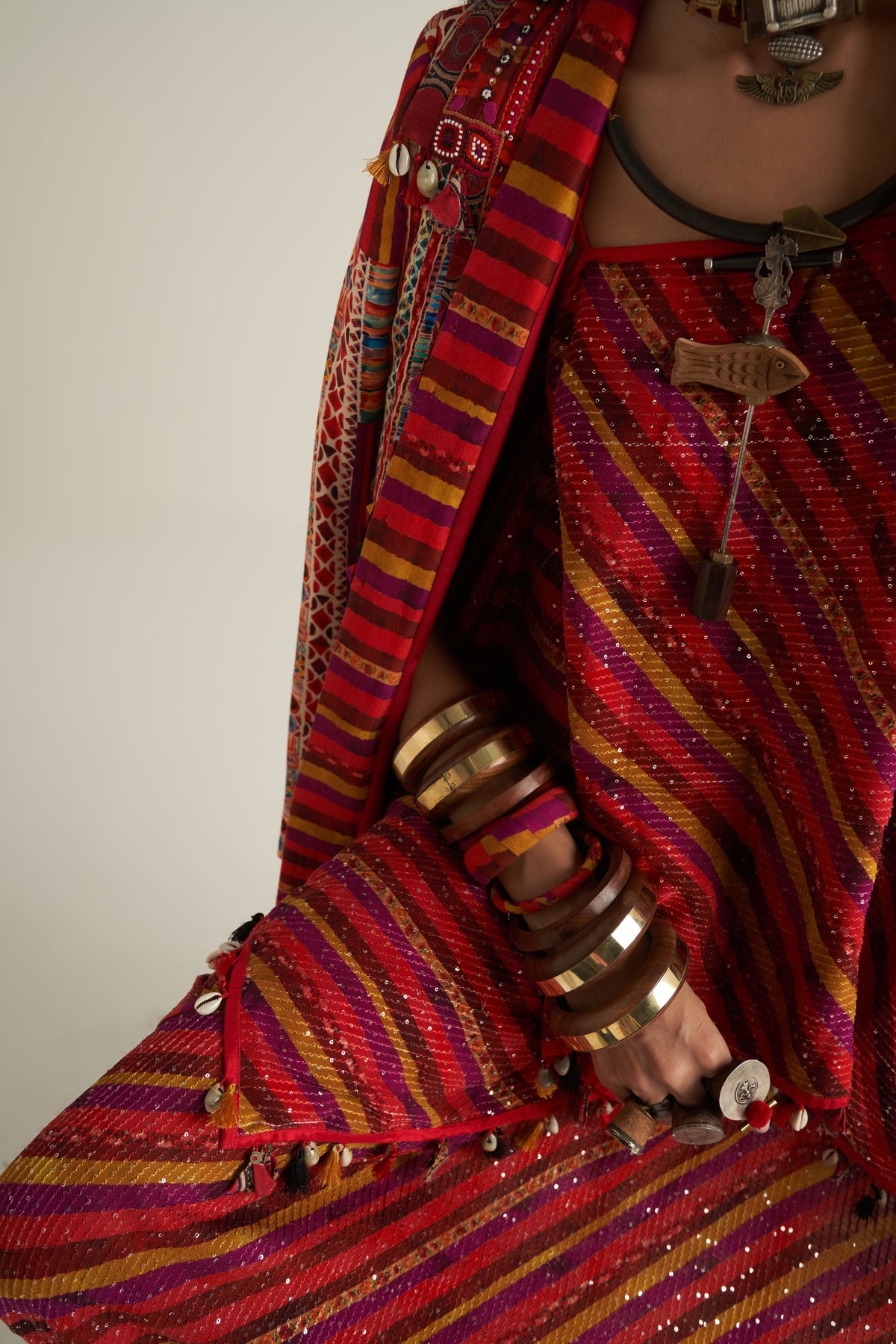 Pavan blouse set with dhana open jacket