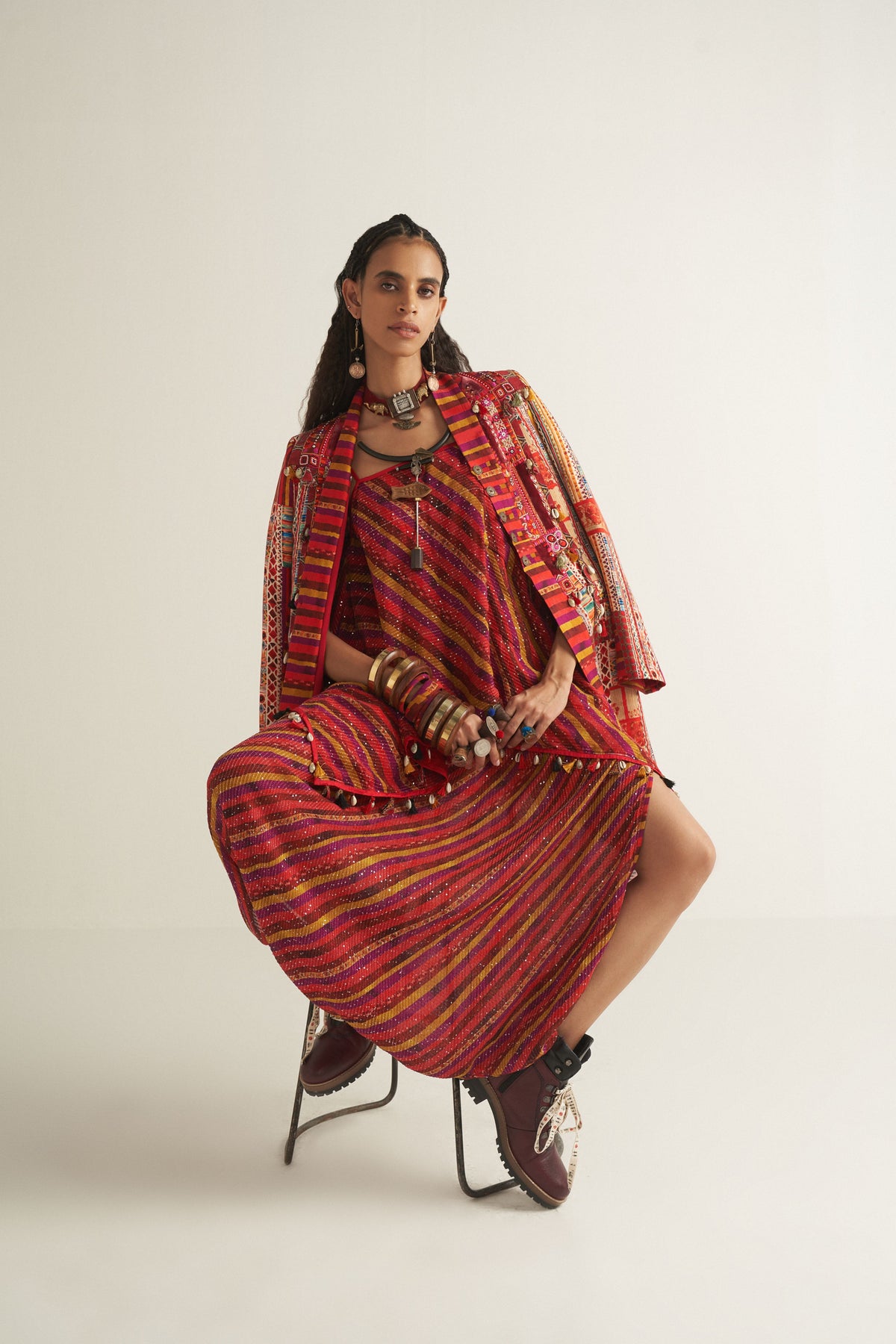 Pavan blouse set with dhana open jacket