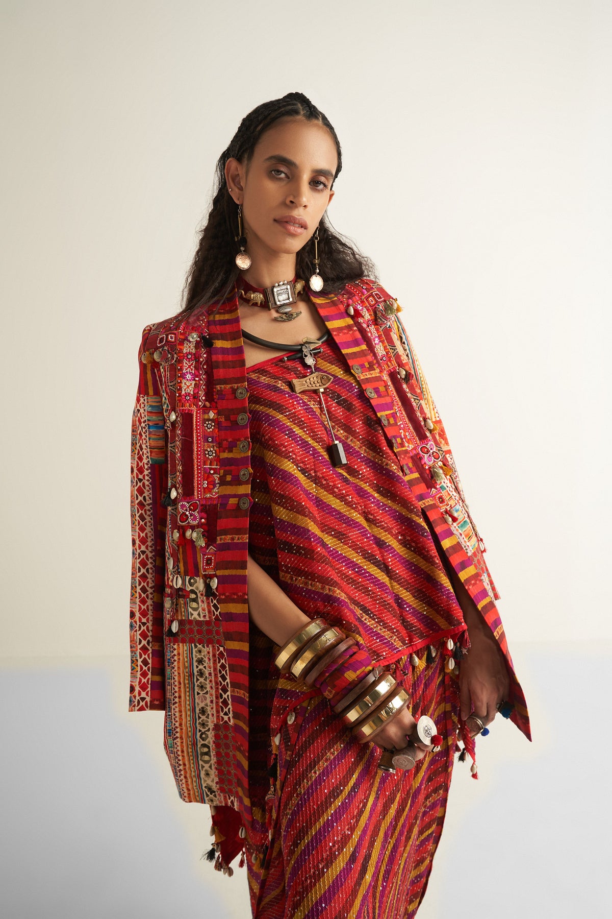 Pavan blouse set with dhana open jacket