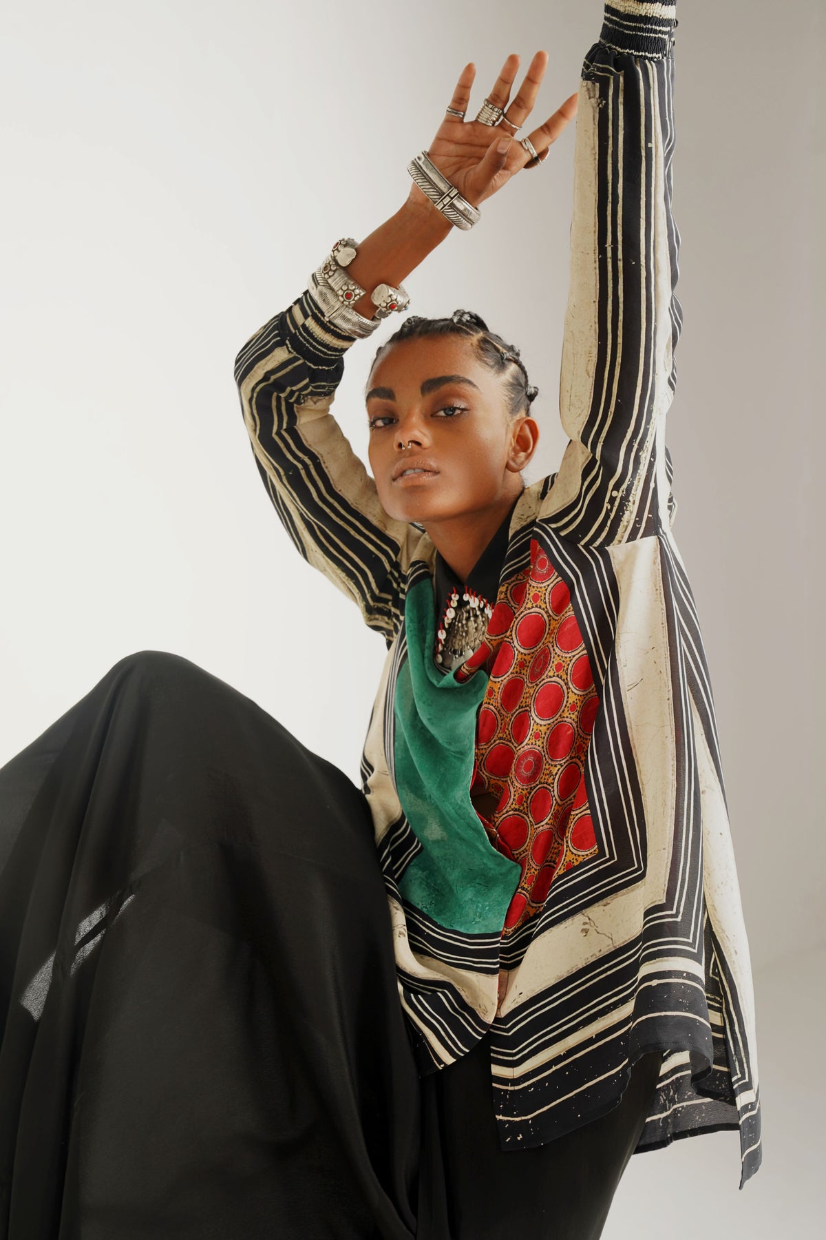 Atri straight shirt with sadhavi drape trouser